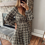 Evergreen Haze Tartan Mini Dress