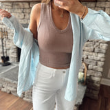 Brown Cannon Seamless Ribbed V-Neck Tank