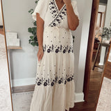 Kaia Ivory Embroidered Cotton Gauze Maxi