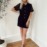 Bali Black Crochet Button Down Romper