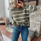 Moss & Milk Striped Sweater