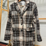 Cream Brown Plaid Peacoat