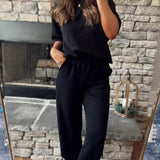 Black Modal Scuba Oversized Short Sleeve Tee