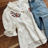 Dahlila Off White Floral Puff Sleeve Top