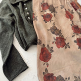 Olive Floral Satin Maxi Skirt