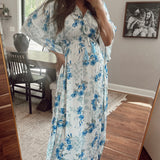 Dolly Blue Floral Kimono Dress