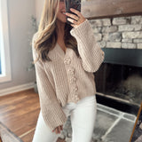 Latte Flower Button Cardigan
