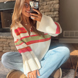 Fuchsia Flicker Half Zip Sweater