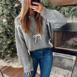 Gray Adorned in Bows Sweater