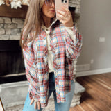 Zoey Burgundy Crinkled Plaid Button Down