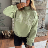 Matcha Graphic Mock Neck Sweatshirt