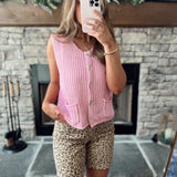 Billie Pink Chunky Knit Sweater Vest