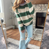 Green Lucky Stripe Oversized Sweater