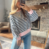 Navy & Pink Striped Vail Top