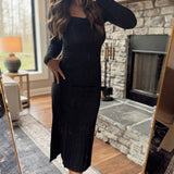 Executive Decision Black Pinstripe Midi