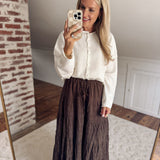 Espresso Geometric Tiered Maxi Skirt