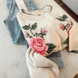 Ivory Rose Embroidered Sweater