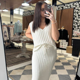 New Beginnings Ivory V-Neck Hi Low Sleeveless Top