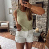 Sage Crochet Trim Knit Tank Top