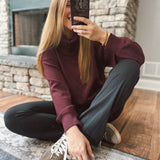 Dark Cherry Leighton Scuba Turtleneck