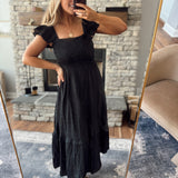Black Valencia Midi Dress