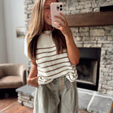 Cream/Camel Genesis Striped Sweater Top