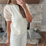 Susie Lou Cream Floral Sleeve Sweater Blouse