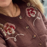 Brown Pick Me Petals Cardigan