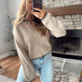 Taupe Stitched Cardigan