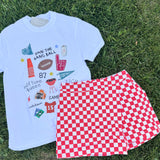 Red Check Overlay Skort