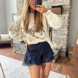 Navy Ruffles & Lace Shorts