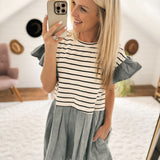 Josie Cream Stripe & Denim Mini Dress