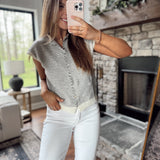 White/Black Striped Cardi With A Twist