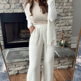 Ophelia Oatmeal Straight Leg Linen Blend Drawstring Pant