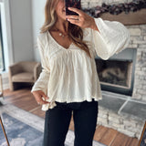 Cream Drift Poplin Top
