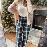Navy Flannel Wide Leg Lounge Pants