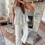 Navy Floral Gauze Sleeveless Top