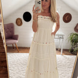 Ecru Pressed Petals Maxi Dress