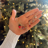 Gold Christmas Rudolph Charm Necklace