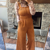 Pumpkin Suede Wide Leg Jumpsuit