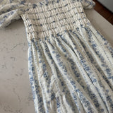 Fiorella Smocked Lace Trim Puff Sleeve Maxi