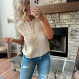 Champagne Mariam Button Up Sweater Vest