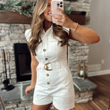 She's Posh Off White Belted Romper