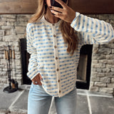 Blue/Cream Pretty Petals Striped Cardigan