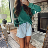 Green Varsity Striped Pullover