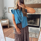 Buttoned in Blue Blouse