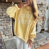 Yellow Jesus Saves Mock Neck Sweatshirt