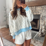 Light Blue Floral Fade Denim Cut Sweatshirt