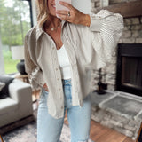 Black Striped Raglan Button Up Shirt