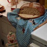Country Farm Gingham Embroidered Tea Towel